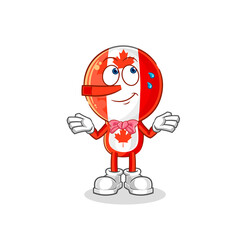 canada flag head lie like Pinocchio character. cartoon mascot vector