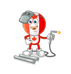 canada flag head welder mascot. cartoon vector