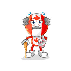 canada flag head white haired old man. character vector