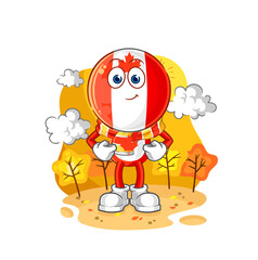 canada flag head in the autumn. cartoon mascot vector
