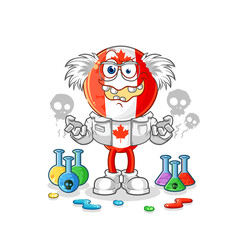 canada flag head mad scientist illustration. character vector