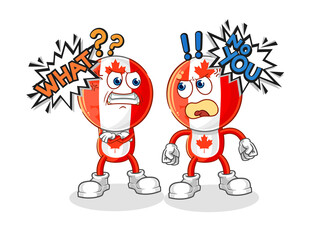 canada flag head arguing each other cartoon vector