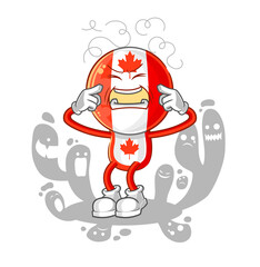 depressed canada flag head character. cartoon vector