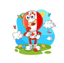 canada flag head pick flowers in spring. character vector
