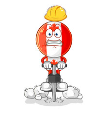 canada flag head drill the ground cartoon character vector
