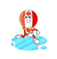 canada flag head ice skiing cartoon. character mascot vector