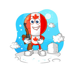 canada flag head soldier in winter. character mascot vector