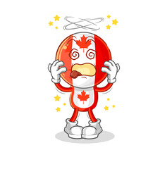 canada flag head dizzy head mascot. cartoon vector