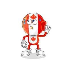 canada flag head eavesdropping vector. cartoon character