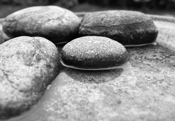 Fototapeta na wymiar Smooth round stones in a bowl of water