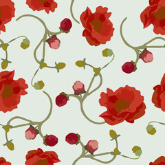seamless classic red rose  flowers pattern background , greeting card or fabric