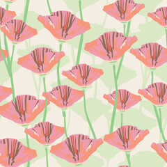 Obraz premium seamless pastel poppy flowers pattern background , greeting card or fabric