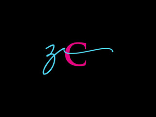 Simple ZC Signature Logo, Colorful Zc cz Signature Logo Icon Vector Image Design For Al Kind Of Use - obrazy, fototapety, plakaty