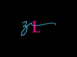 Simple ZL Signature Logo, Colorful Zl lz Signature Logo Icon Vector Image Design For Al Kind Of Use - obrazy, fototapety, plakaty