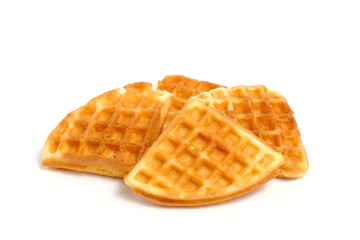 Triangular waffle slices white background.