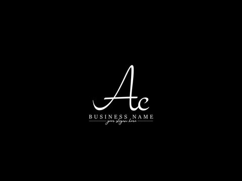 Alphabet AC Signature Logo, Creative Ac ca Logo Letter Vector With Black Capital and small Signature Letter Symbol Design
