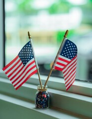 two american flag usa united state celebration July 4