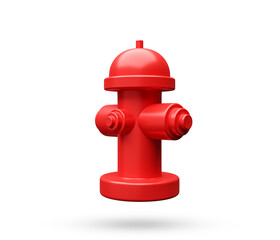 Naklejka na ściany i meble Hydrant red color with isolated white background. Fire fighter elements. Fire protection, water, fire rescue, safety, protection water, fire rescue, 3d rendered illustration.