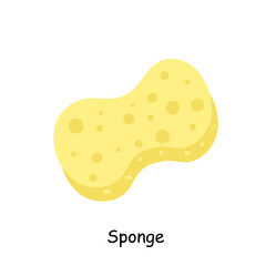 Bathroom elements illustration of yellow body washcloth. Bathroom illustration