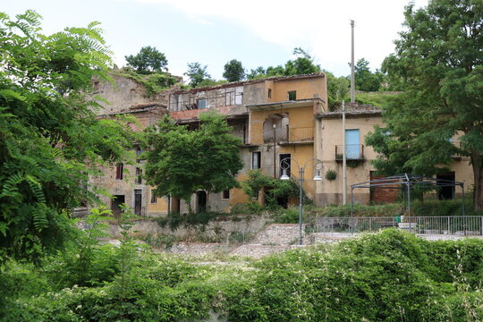 Old city of Conza della Campania, now called "Archaeological park of Conza". City destroyed during 1980 Irpinia earthquake. Province of Avellino, Campania Region, Italy. 