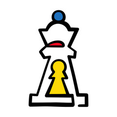 Chess queen and pawn. Abstract chess illustration. 