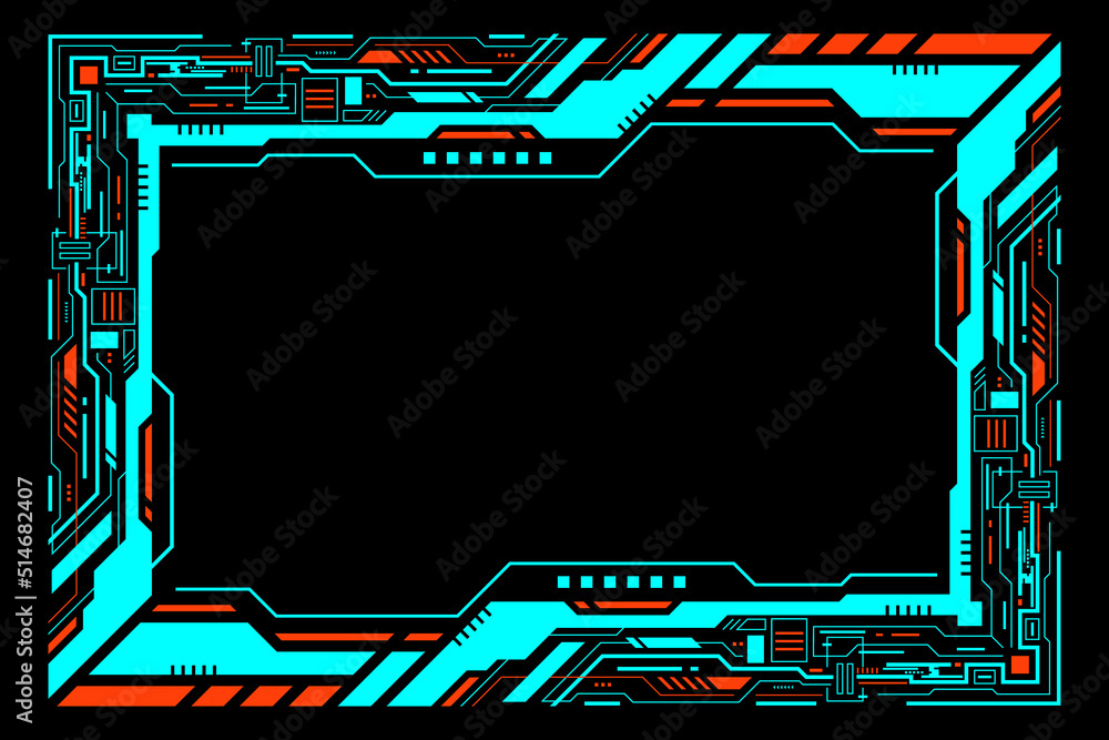 Poster square frame futuristic hud technology modern abstract geometric shape vector design.
