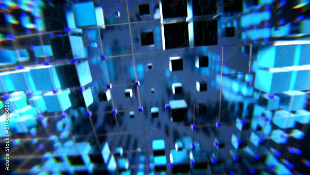 Poster rotation of cubes around the camera. abstract cubes. seamless video. looped animation.