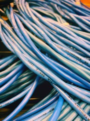 Abstract blue wires and cables