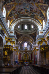 Fototapeta na wymiar Interior of Cathedral Saint Nicholas in Ljubljana