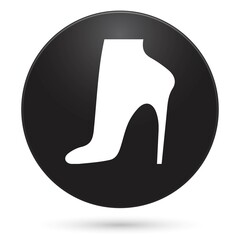Shoes icon, black circle button, vector illustration.