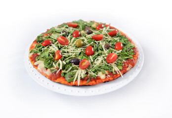 Pizza casera vegetariana. Menú Italiano. Pizza muzzarella