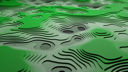 Green abstract layered contours for an imaginary landscape.