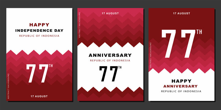 Modern cover template design. Red, white gradient zigzags color concept. Republic of Indonesian independence day. Republic of Indonesian anniversary. 17 August of social media banner template design.