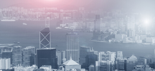Naklejka na ściany i meble Hong Kong. Business Technoligy Background