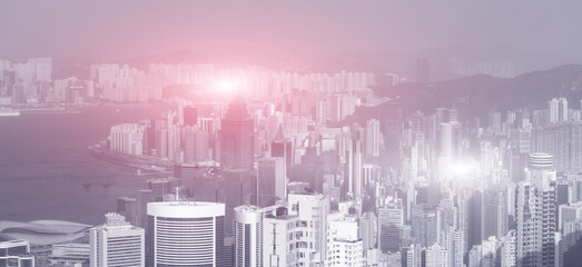 Fototapeta na wymiar Hong Kong. Business Technoligy Background