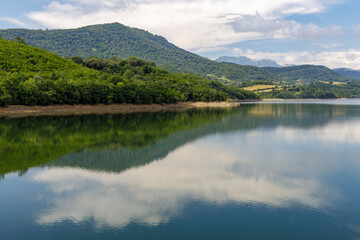 Naklejka na ściany i meble Ordunte dam in the Mena valley, province of Burgos, Spain.