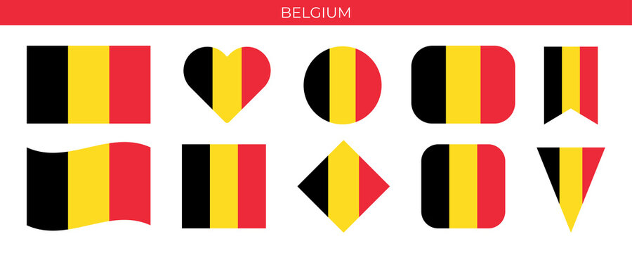 Belgium flag set icon vector illustration