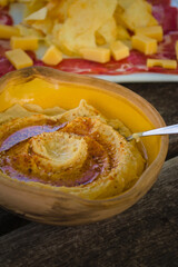 Bowl of hummus, close up. Traditional middle east appetizer.