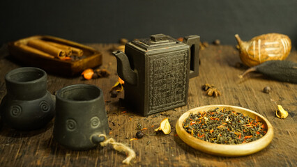 Chinese tea ceremony ancient vintage clay Chinese teapot classical traditional style