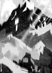 Snowstorm on the way to the mountains