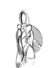 sketch of a scifi girl