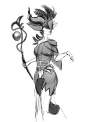 cute elven forest dryad with staff