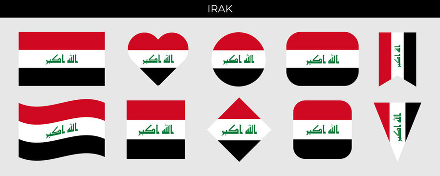 Flag of Iraq. Icon set vector illustration. Design template