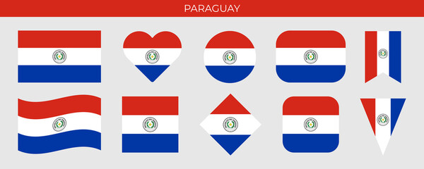 Flag of Paraguay. Icon set vector illustration. Design template
