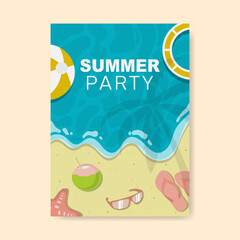 Summer Beach Party Simple Poster Template. Vector Illustration
