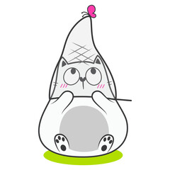 Doodle summer cute cat. Vector illustartion.