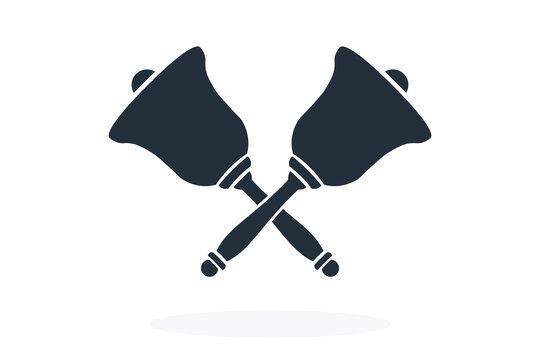 Two handbells. Simple icon. Flat style element for graphic design. Vector EPS10 illustration.