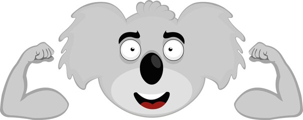Vector illustration of the face of a cartoon koala bear showing the biceps © sebastian
