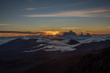 Sunrise over the crater of Mount Haleakala, Maui, HI.