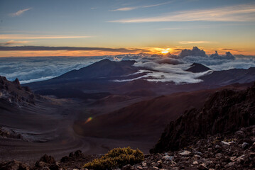 Sunrise over the crater of Mount Haleakala, Maui, HI.